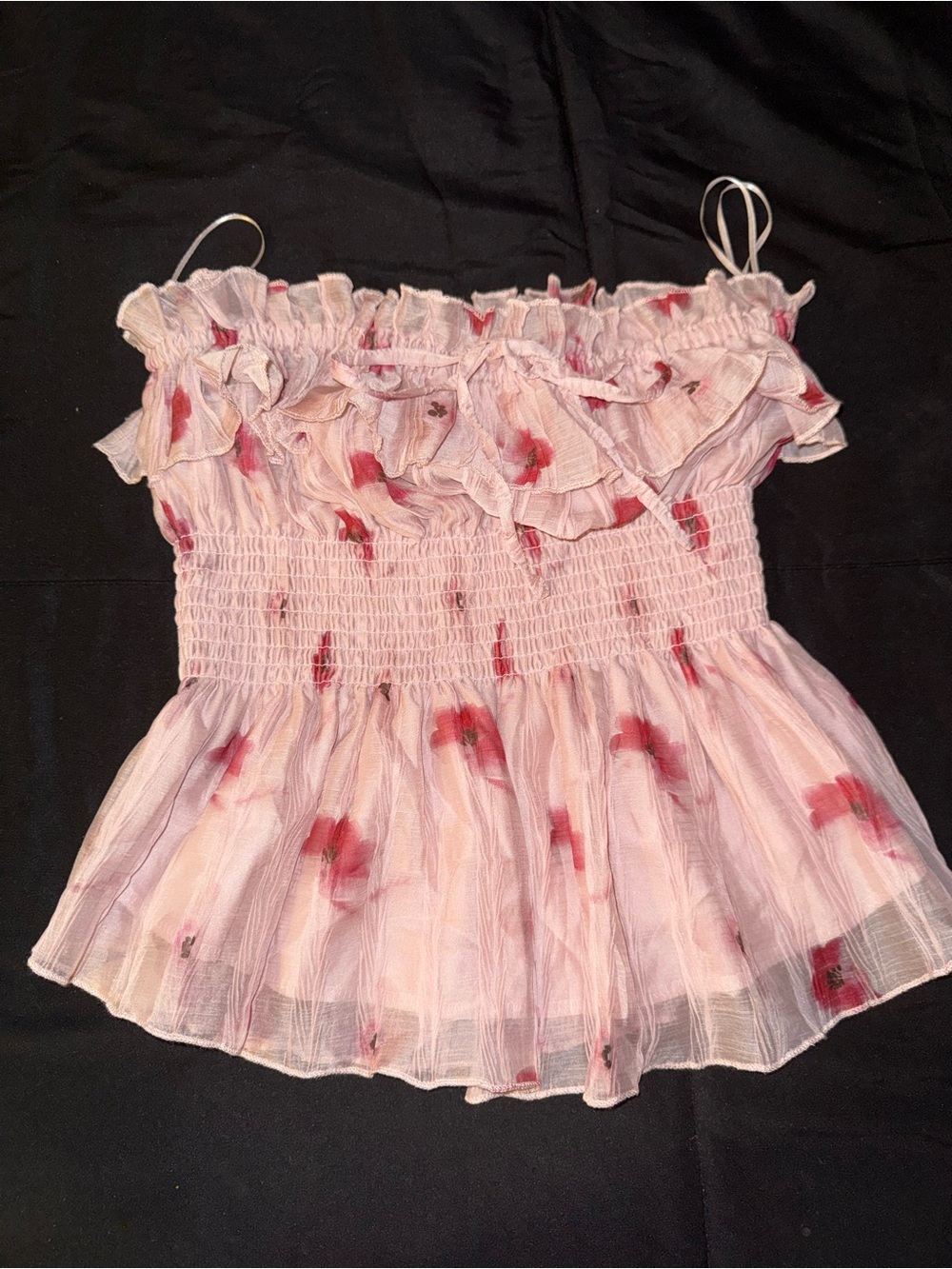 Pink Ruffle Smocked Floral Tank - Picture 1 of 3